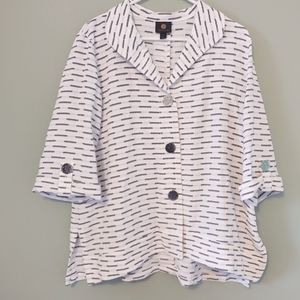 NWT JM COLLECTION White Black Print Lightweight Dress Jacket Size Petite XLarge